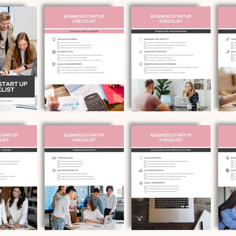 Printable and editable business start-up checklist for entrepreneurs – includes goal setting, planning, and launch steps.