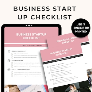 Printable and editable business start-up checklist for entrepreneurs – includes goal setting, planning, and launch steps.