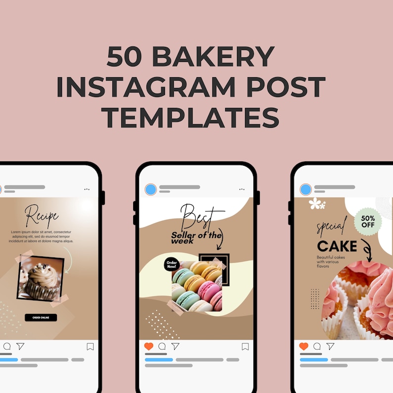 Bakery Blog Post Bakery Instagram Post Templates | Canva Social Media Kit for Home ...