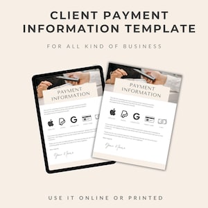 Kunden-Zahlungsinformationsvorlage für alle Geschäfte, neue Kunden-Info-Paket E-Mail, Business Zahlungs-Tracker druckbares Blatt