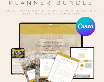 Event Planner Branding Kit – Logo, Website Canva Template (Digital Download