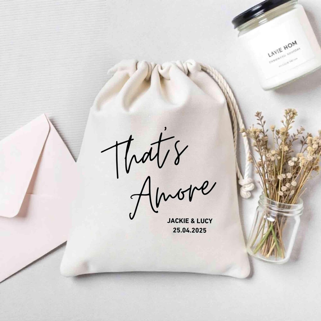Customized Thats Amore Favor Bags - Personalized Couple Name Wedding ...