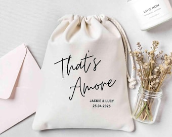 Customized Thats Amore Favor Bags - Personalized Couple Name Wedding Favors - Destination Wedding Tote- Customized bags- Mom Favor Gags