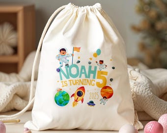 Personalised Name Outer Space Birthday Party Favor Bag - Astronaut Rocket Party Favor Bag -  Bags for Birthday Party - Gifts for Kids Party