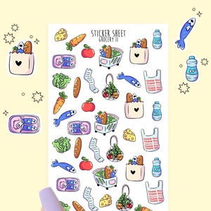 Pegatinas lindas de comestibles / Pegatinas kawaii para todos los días