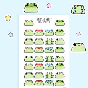 Pegatinas de emoticonos para planificador / Caras de rana kawaii