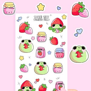 Adesivi Kawaii Strawberry Frog / Strawberry