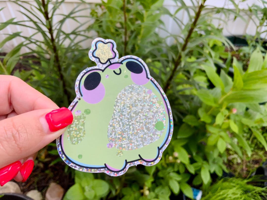 Kawaii Frog Vinyl Sticker | Holographic Waterproof Decal - Etsy