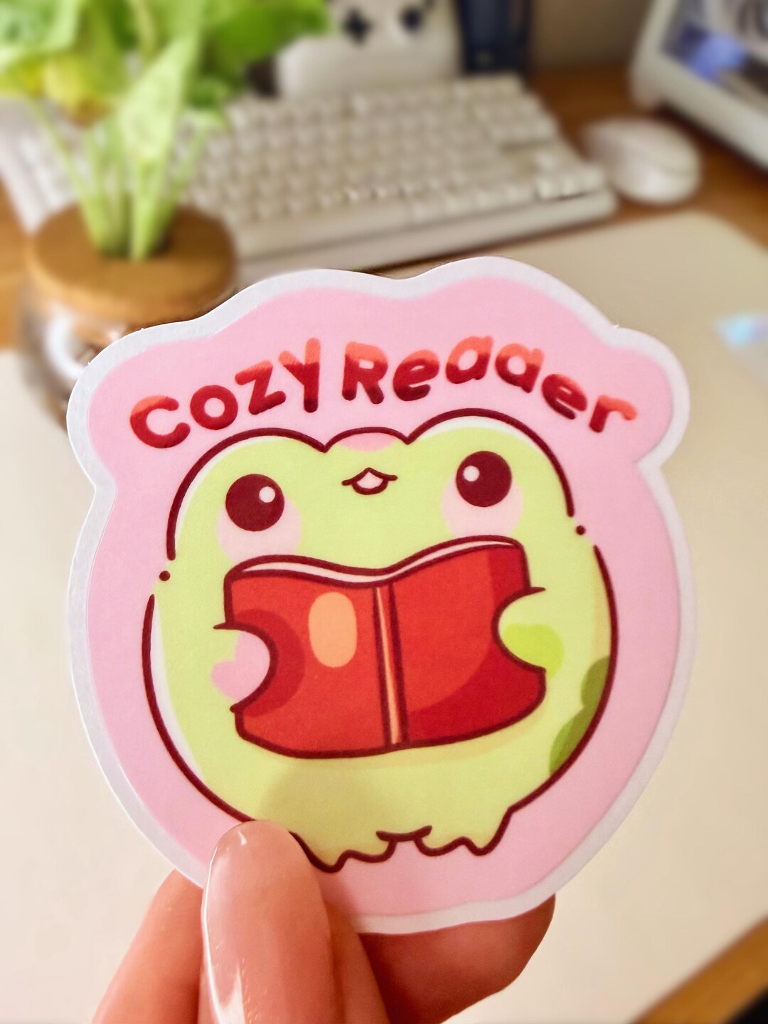 Cozy Reader Frog Sticker | Kawaii Book Lover Vinyl Decal - Etsy