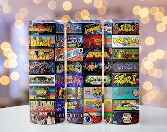 80s Video Games novelty 20oz stainless steel straight tumbler