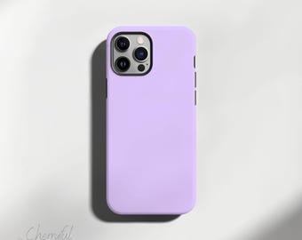 May include: A light purple phone case with a matte finish. The case has a camera cutout and black accents. The phone case is shown on a white background with the text "Cheryful PHONE BASES" in the bottom left corner.