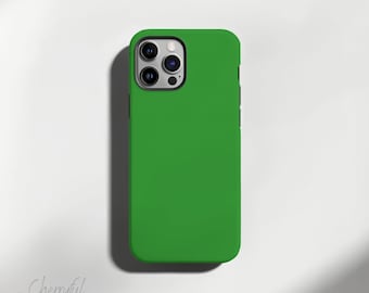 フォレスト グリーン - ソリッド ミニマリスト コレクションの電話ケース - iPhone / Samsung Galaxy モデル用の丈夫な光沢またはマット保護カバー
