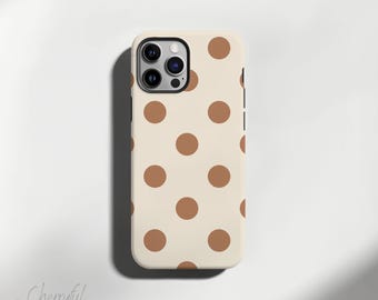 Coffee Polka Dot  - Phone Case from Polka Dot Collection - Tough Glossy or Matte Protective cover for iPhone / Samsung Galaxy models