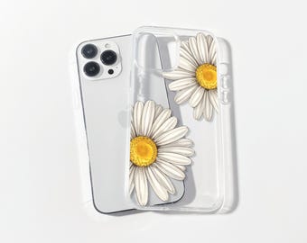 The Daisy Clear iPhone Case - Slim Floral Transparent Phone Case for iPhone 12, 13, 14, 15, 16 Pro Max, Plus, Mini - Soft Protective Cover