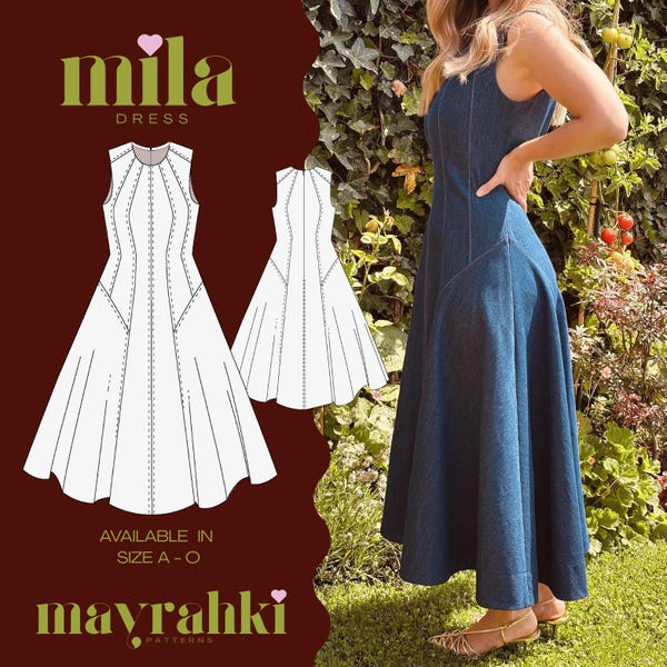 Mila Dress PDF Sewing Pattern | Timeless Casual Dress with Side Panels (Digital Download)