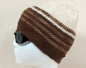Nalbinding Wool Beanie - Nordic Style Winter Hat - Handspun and Plant-Dyed - Ready to Ship Gift - WNH121901