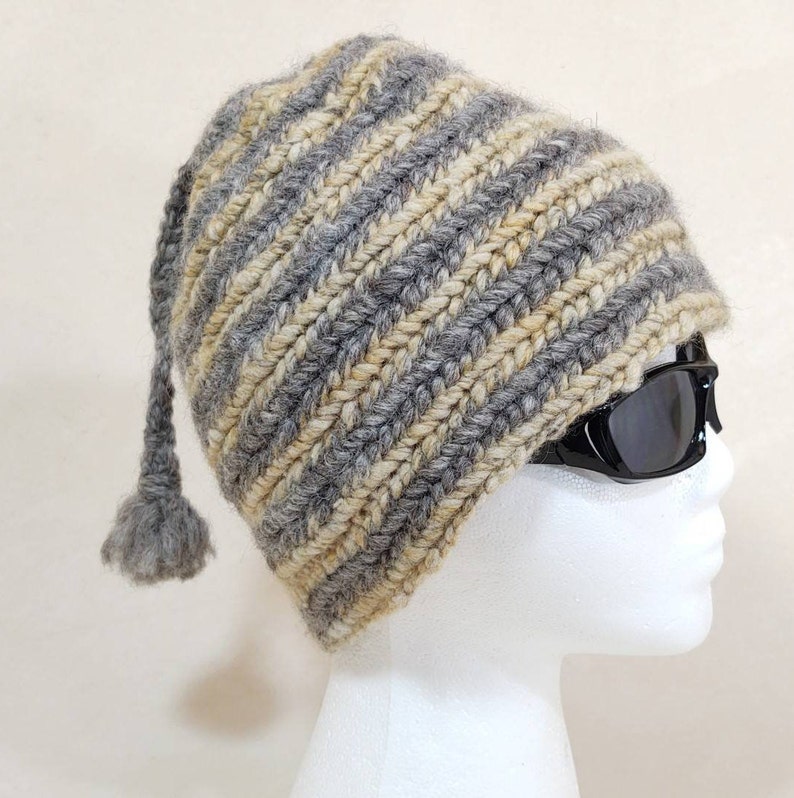 Ready to Ship Gift Nalbinding Hat WNH112021 Adult Natural and Plant-Dyed Handspun Wool