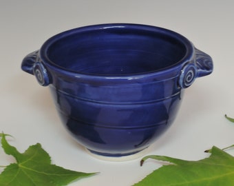 Blue Dessert Bowl with Lug Handles