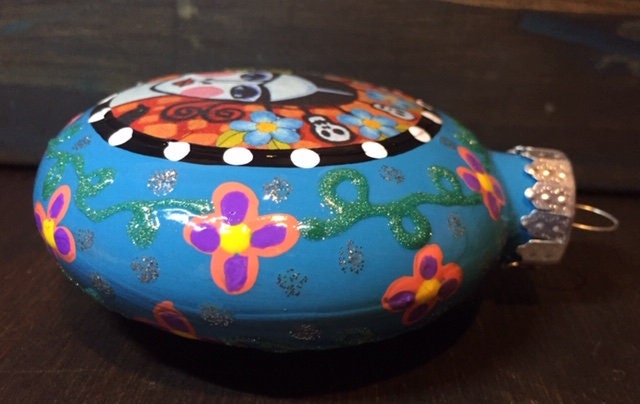 E. BARNES - Day of the Dead Frida Kahlo 3" Glass Hand Painted Christmas ...