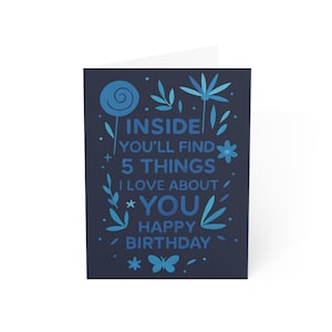 Birthday Greeting Card - Celebrate with 5 Things I Love About You, Birthday Card , Special Occasions, Greeting Card, Birthday Gift