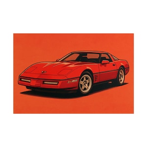 Vintage Corvette Poster, Classic Car Wall Art Print, Retro Automobile Decor, Antique Automobile Picture, Nostalgic Automotive Artwork