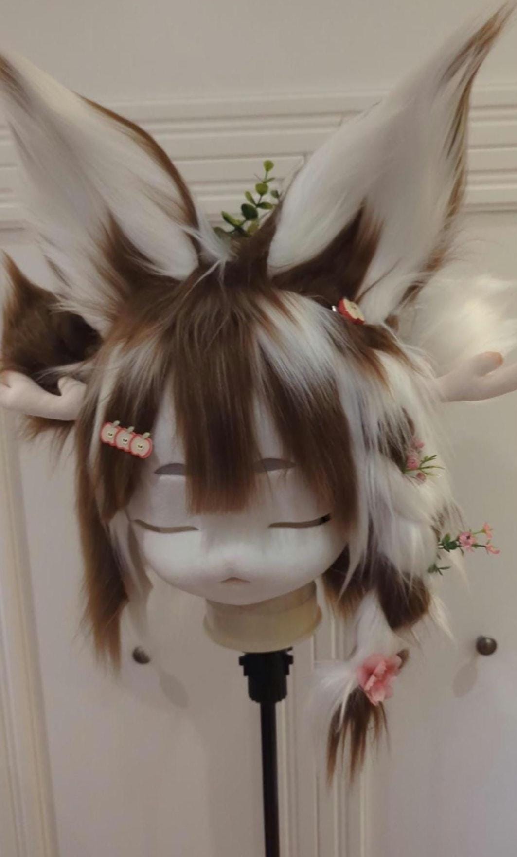 Cabeça de rena adormecida kigurumi / cabeça de pele / cabeça peluda fofa / cabeça peluda / cabeça de traje de pele nova / kig kemono / cabeça de traje de pele