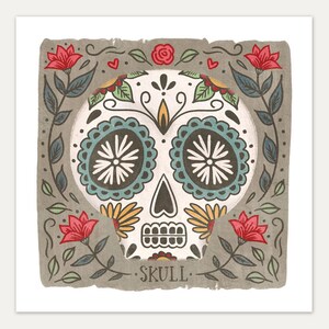 Santa Fe Sugar Skull Art Print 8x8 image 3