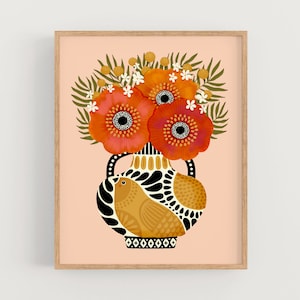 Folksy Poppies Art Print image 1