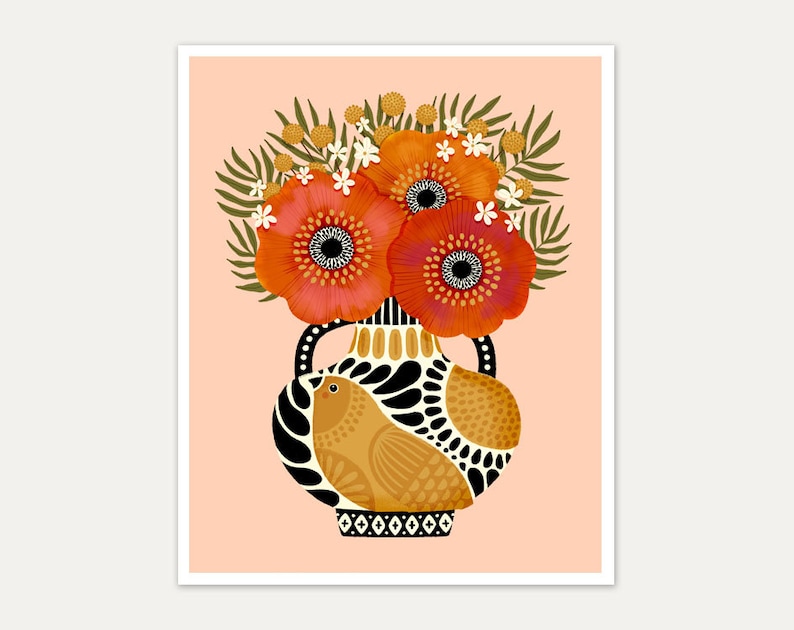 Folksy Poppies Art Print image 4