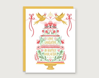 Wedding Cake - Love Birds Greeting Card