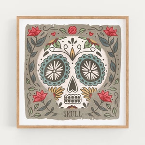 Santa Fe Sugar Skull Art Print 8x8 image 1