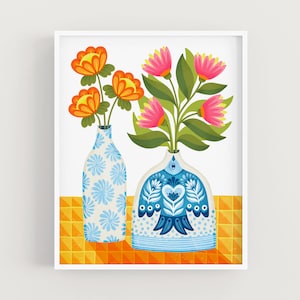 Folk Art Vases - Art Print