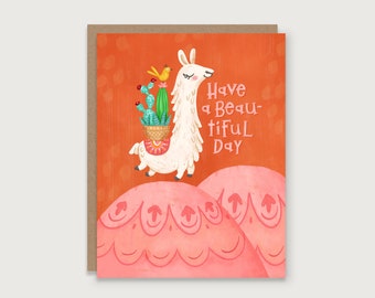 Leaping Llama - Greeting Card