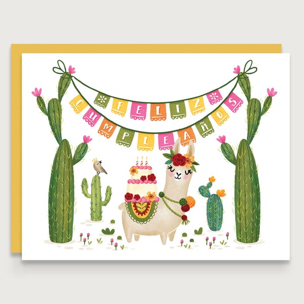 Feliz Cumpleanos - Cactus Picado Banner - Carte d'anniversaire espagnole