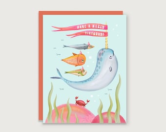 Have A Narly Birthday - Narwhal Greeting Card