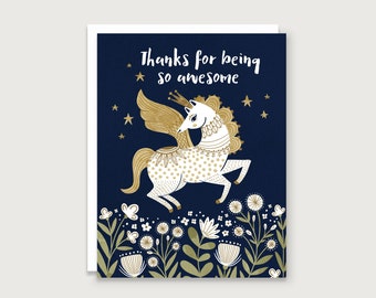 Thanks For Being So Awesome - Pegasus Greeting Card