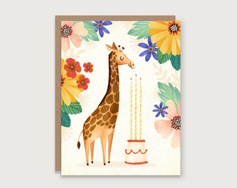 Giraffe Birthday Cake - Birthday Card