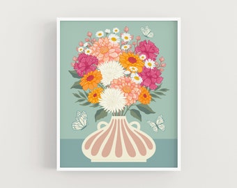 Bouquet floral pastel - Impression d'art