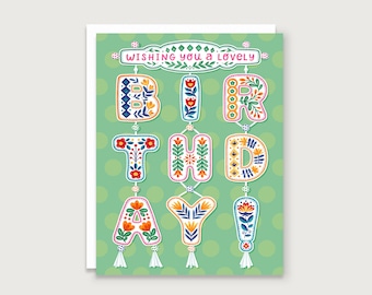 Folk Art Birthday Lettering