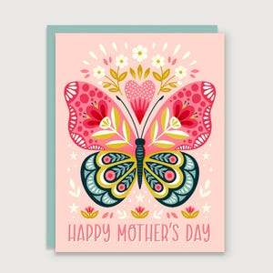 Joyeuse fête des mères - Papillon et fleurs