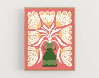 Abstract Mod Flowers - Art Print 8x10