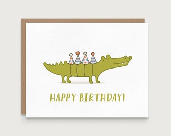 Crocodile Party Hats - Birthday Card