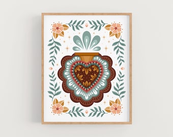Milagro Heart and Flora - Art Print