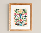 Folk Art Flora - Art Print 8x10