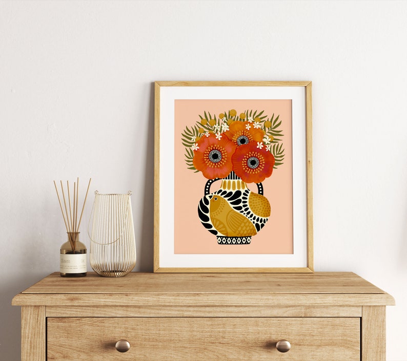 Folksy Poppies Art Print image 2