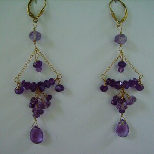 Amethyst Chandelier Gold Filled Earrings Stunning