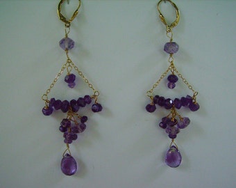 Amethyst Chandelier Gold Filled Earrings Stunning