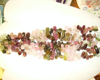 Multi Tourmaline Smooth Pear Beads 1/4 Strand