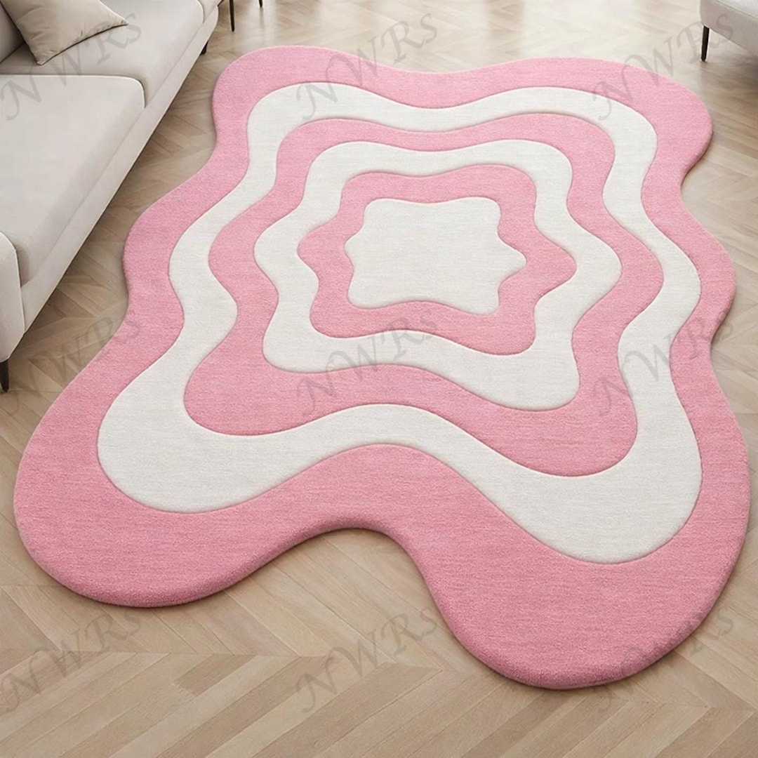 Ripple Design Rug Blush Ripple Wave Hand Tufted Wool Rug Handmade Luxury Rug for Living ...