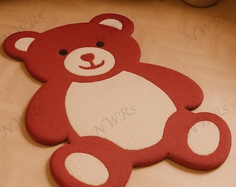 Hand Tufted Wool Rug Teddy Bear Rug, Kids Nursery Carpet